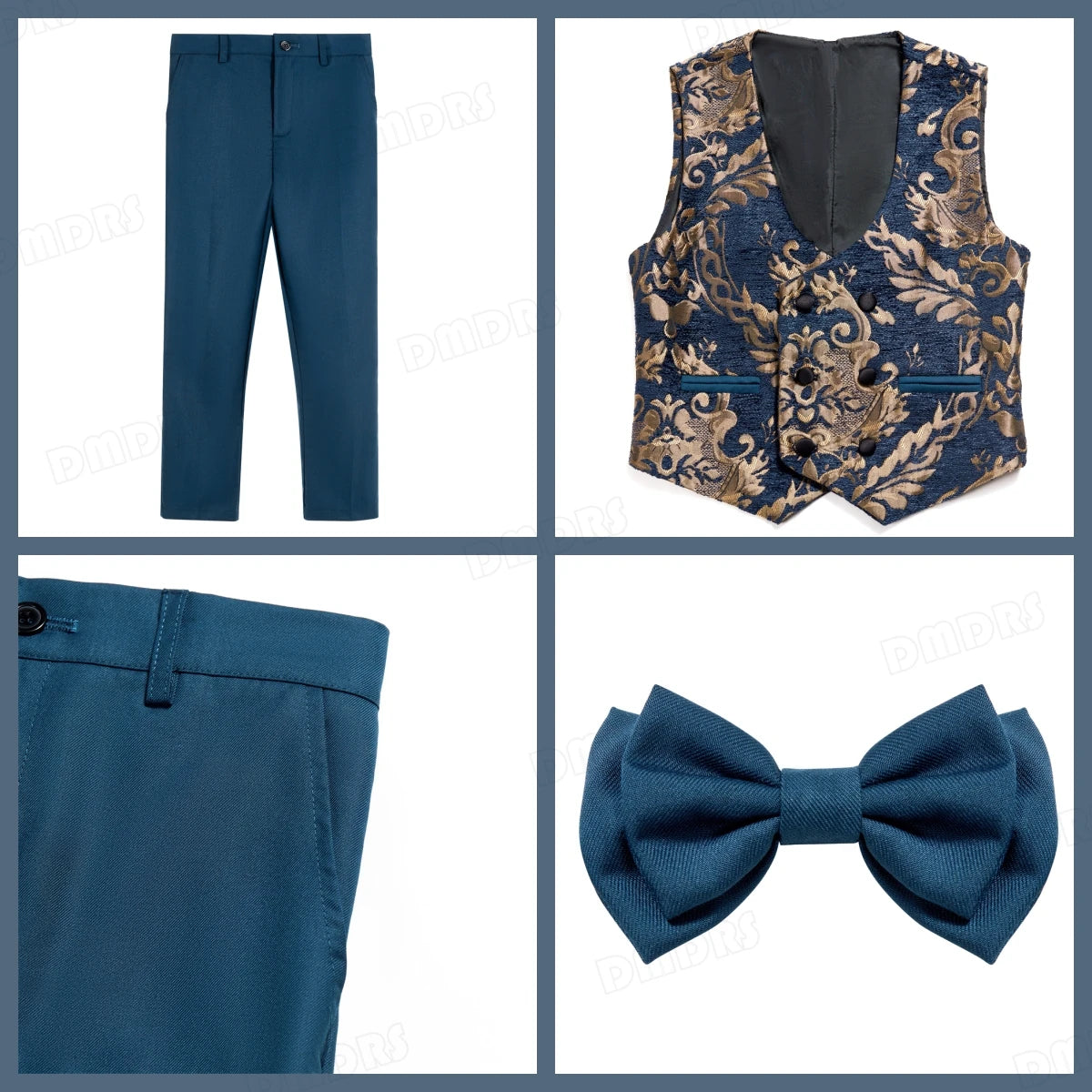 Luxury 4-Piece Suit Set for Boys, Slim Fit, Polyester