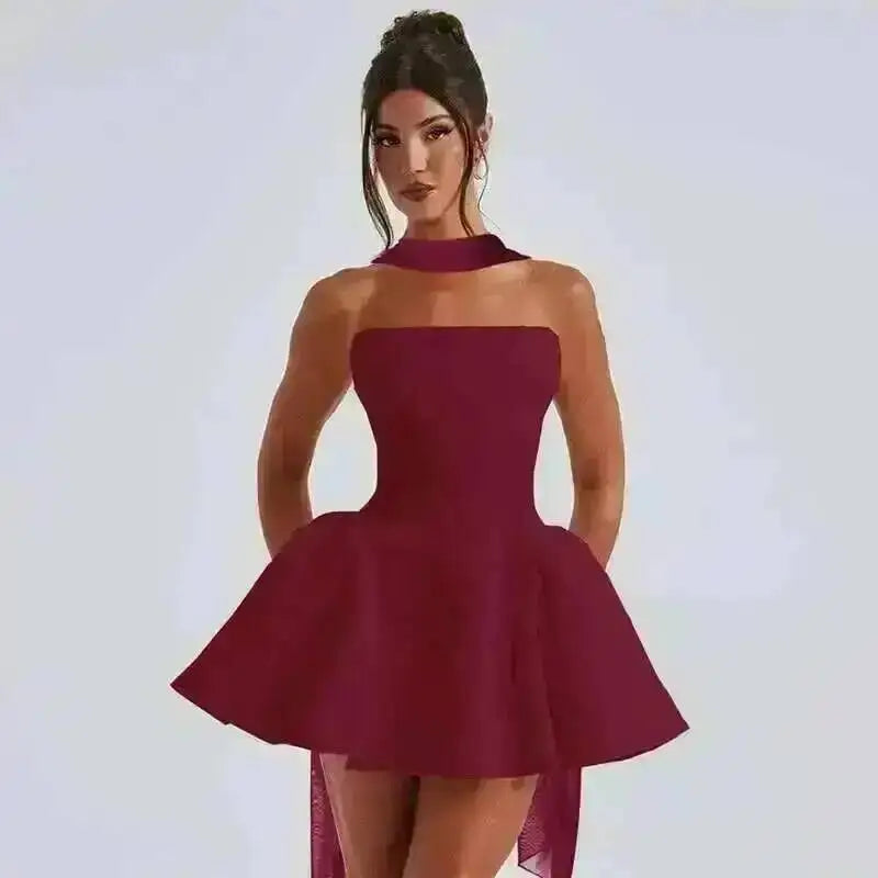 Avrilyaan Off Shoulder Backless A-line Mini Dress