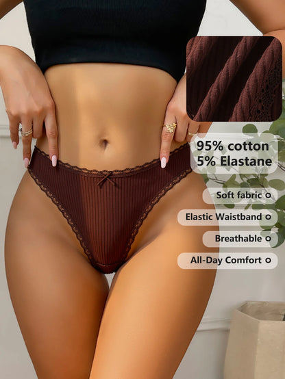 7 Pcs Cotton Lace G-String Panties Set Plus Size