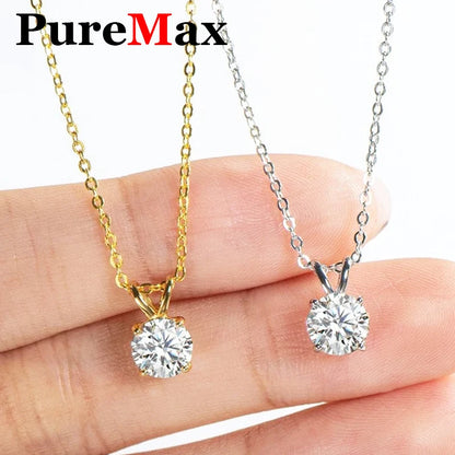 Moissanite Pendant Necklace 18K Gold Plated Women