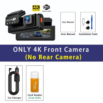 ADAS Dash Cam 4K 2.5K GPS WiFi Night Vision Mini