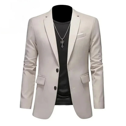 Men's White Formal Suit Jacket with Long Sleeves