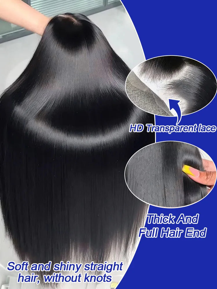 40 Inch Bone Straight Human Hair Wig Brazilian Lace Front Wig