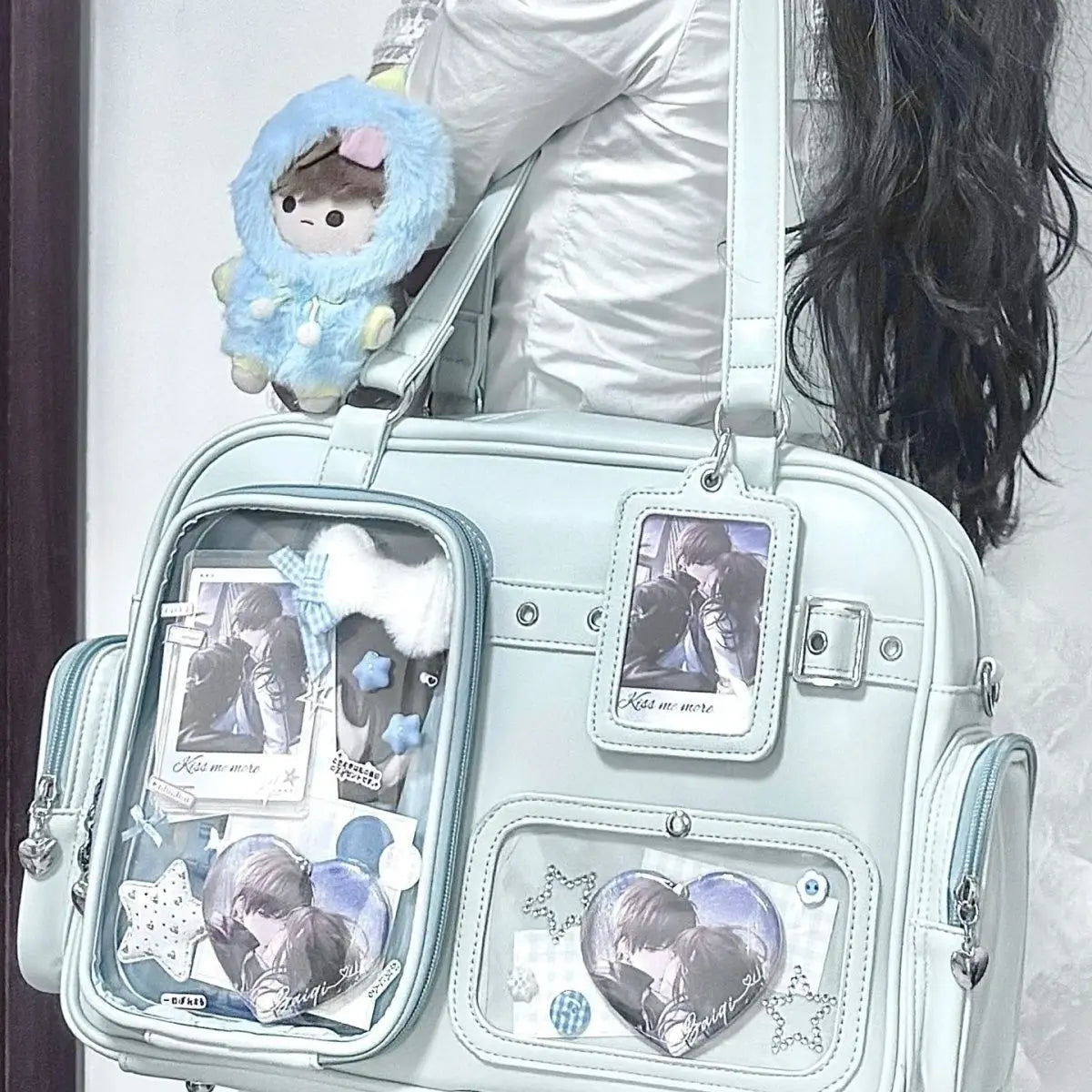 Harajuku Pin Doll Ita Bag Women PU Leather Shoulder Bag