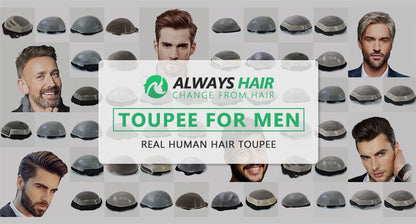 Fine Mono Men Short Toupee 5 Inch Indian Hair System