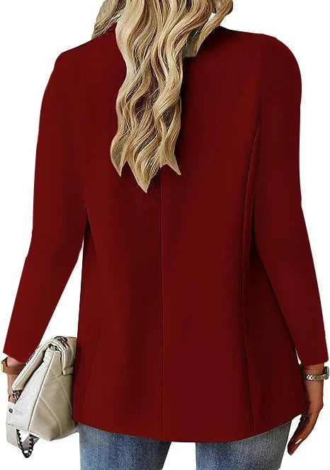 Women's Solid Button Blazer Coat Casual Office Jacket