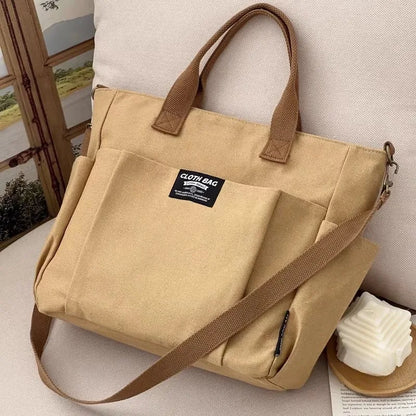 Canvas Large Capacity Commuter Shoulder Handbag