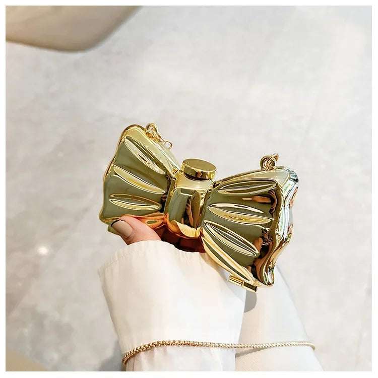 Golden Acrylic Round Clutch Purse for Parties