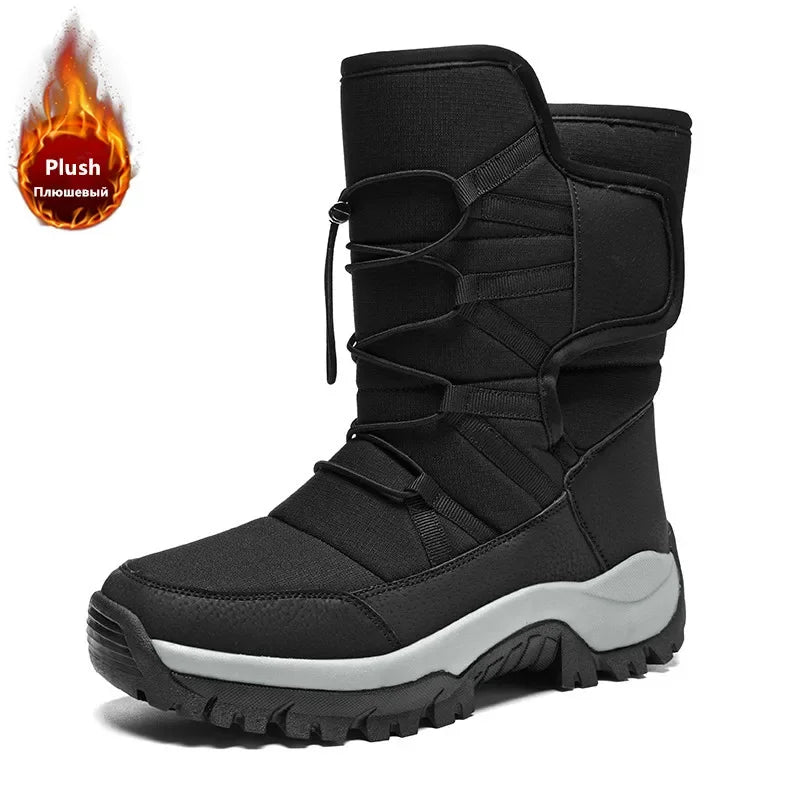 Men's Winter Ankle Boots Waterproof Plush Hiking Shoes
