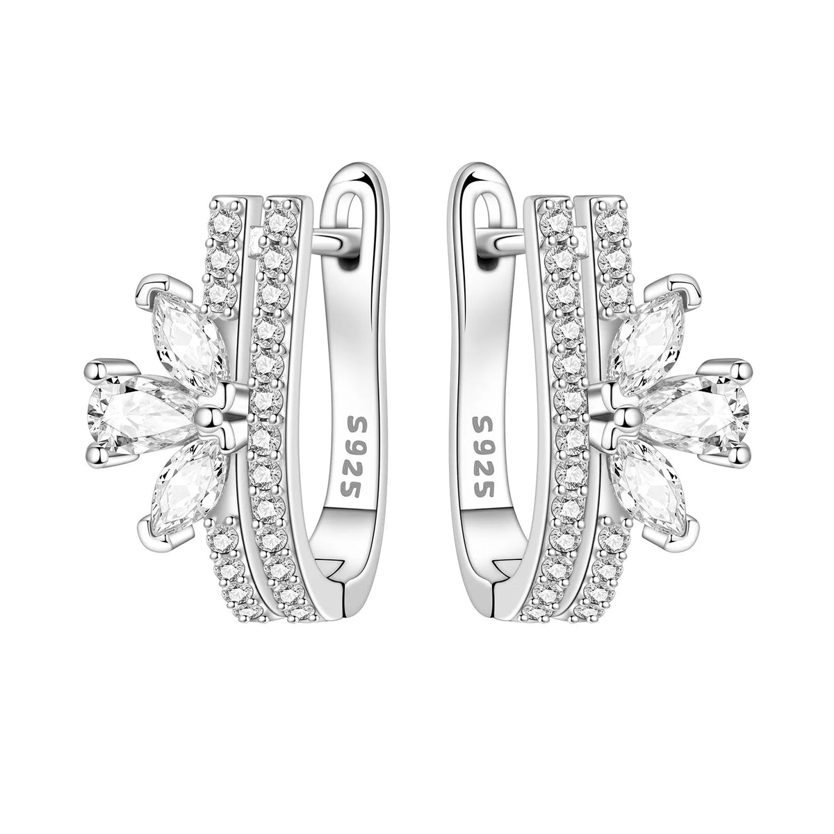 S925 Sterling Silver Iris Flower Hoop Earrings for Women