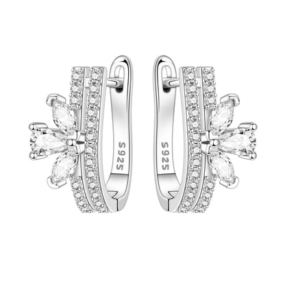 S925 Sterling Silver Iris Flower Hoop Earrings for Women