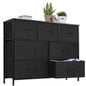 JHK Modern Wooden Dresser with 7 Fabric Drawers