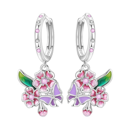 S925 Sterling Silver Iris Flower Hoop Earrings for Women