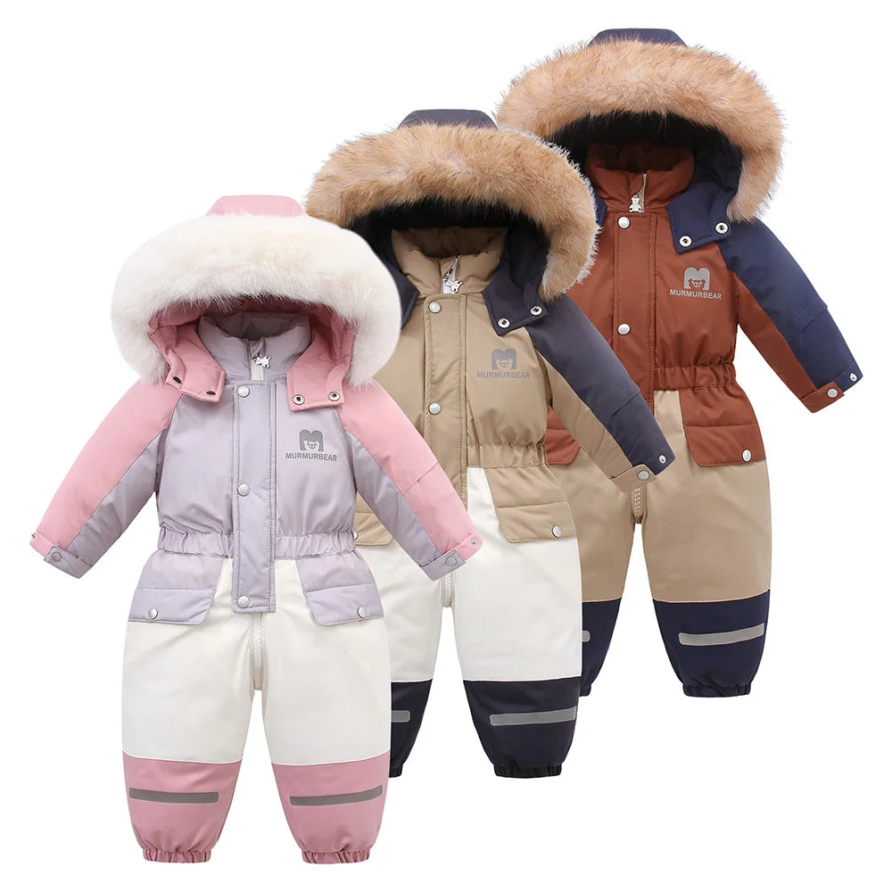 Children's Waterproof Hooded Ski Suit Jumpsuit