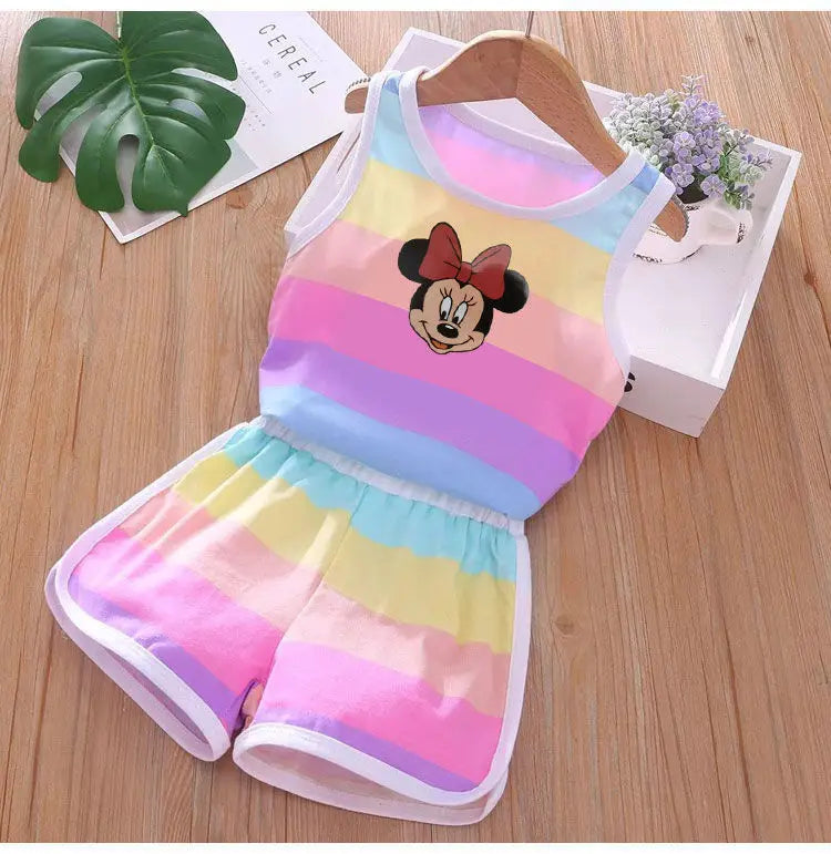 Cartoon Printed Vest and Shorts Set for Kids