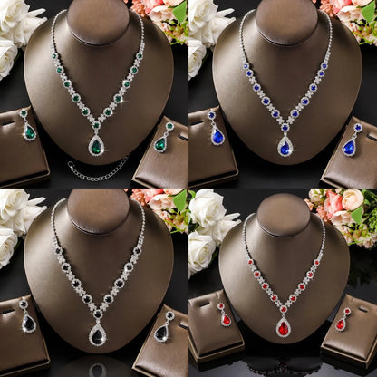 Water Drop Necklace and Earrings Set for Women