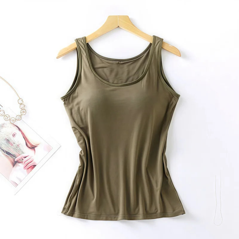 Women's Slim Fit Tank Top with Built-In Bra