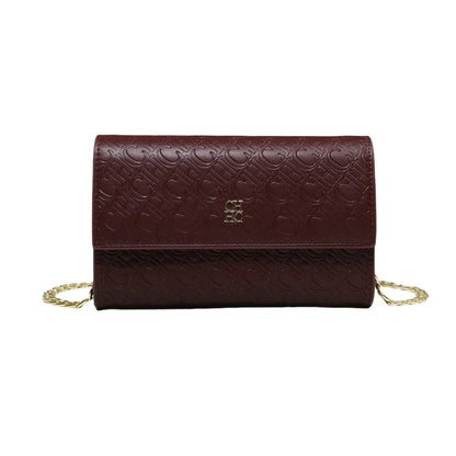 CH Women PU Leather Crossbody Bag with Metal Chain