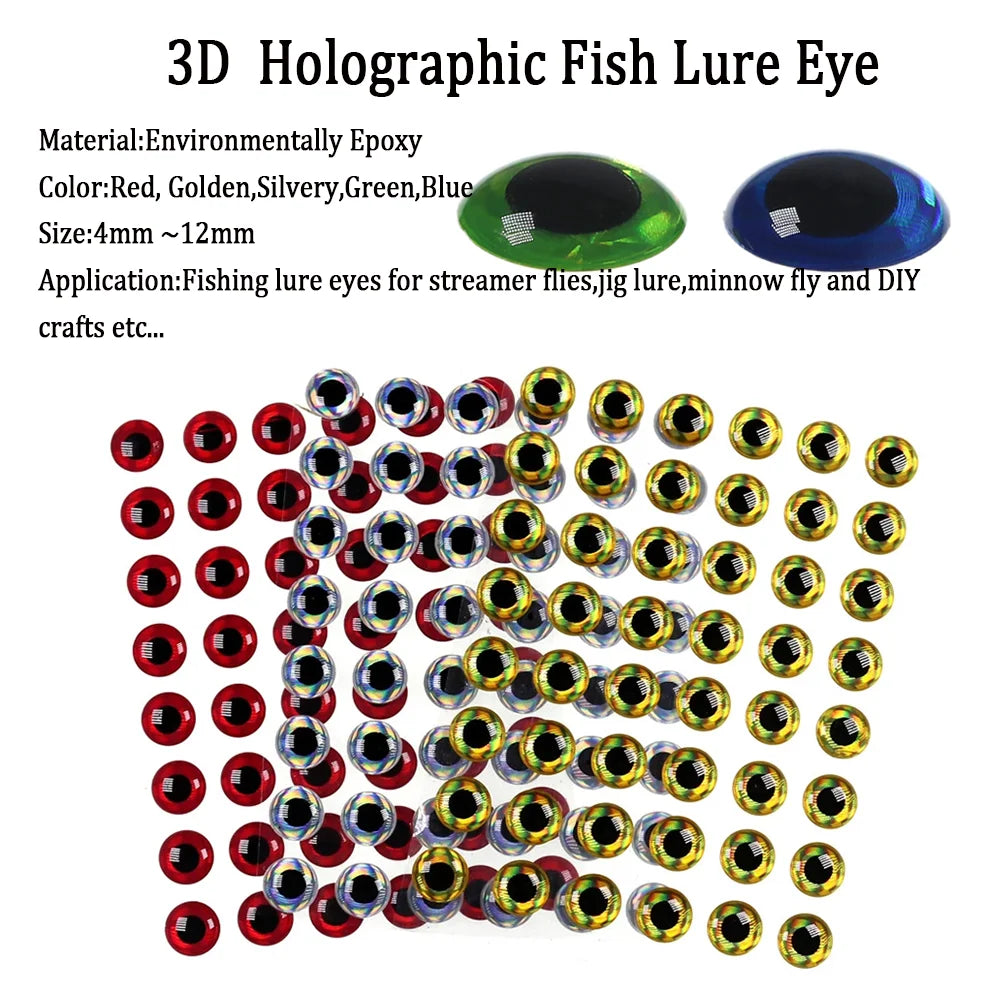 200pcs 3D Holographic Fish Eyes for Saltwater Fishing