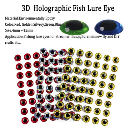 200pcs 3D Holographic Fish Eyes for Saltwater Fishing