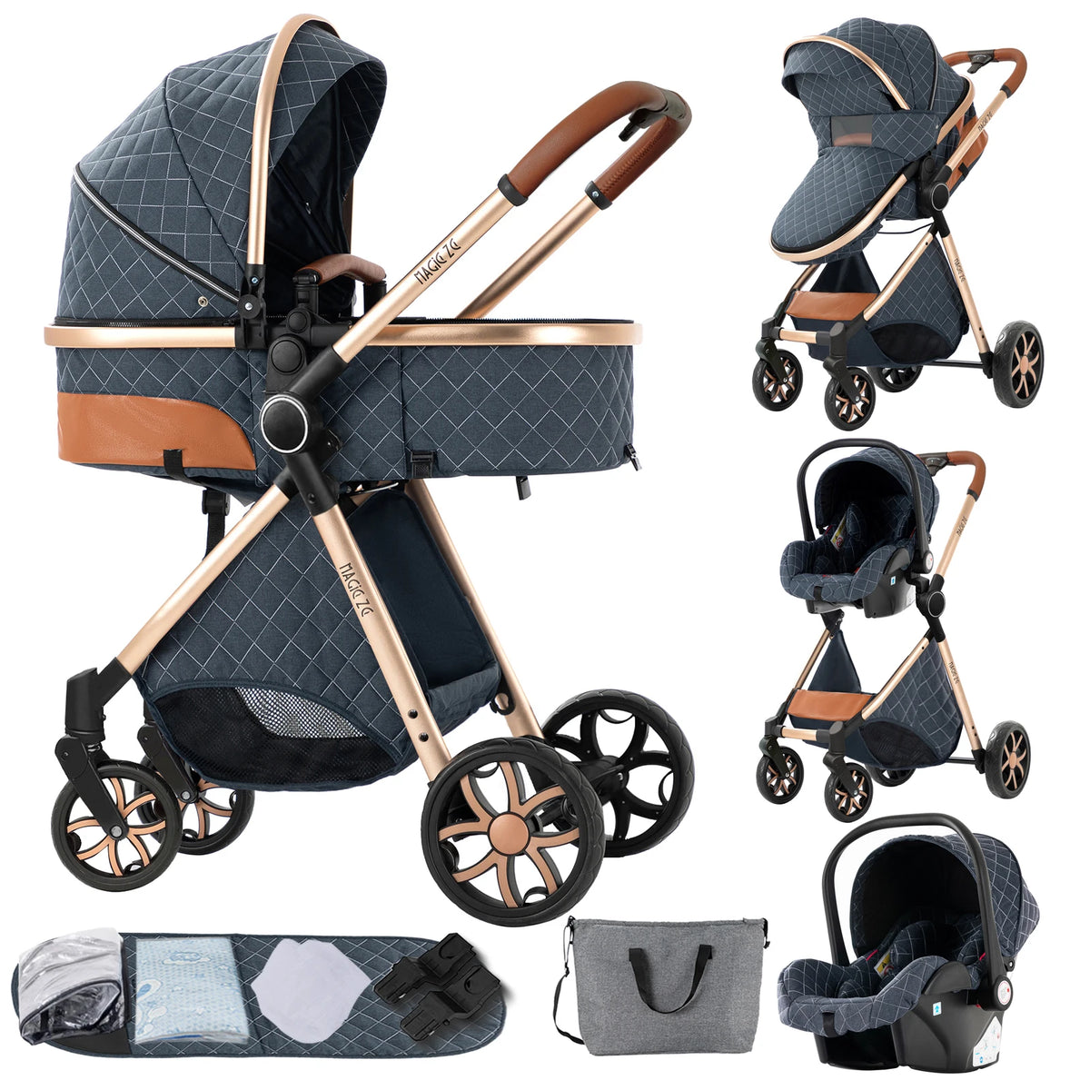 Lightweight 3 in 1 Baby Stroller Travel System