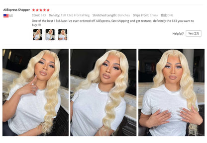 Honey Blonde Body Wave Lace Frontal Wig Brazilian Hair