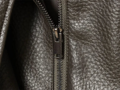 Black Long Sleeve Faux Leather Motorcycle Jacket