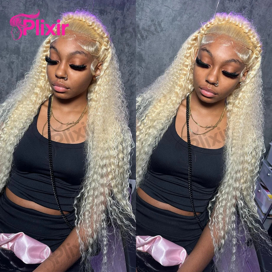 613 Honey Blonde Human Hair Wig 30 Inch Deep Wave