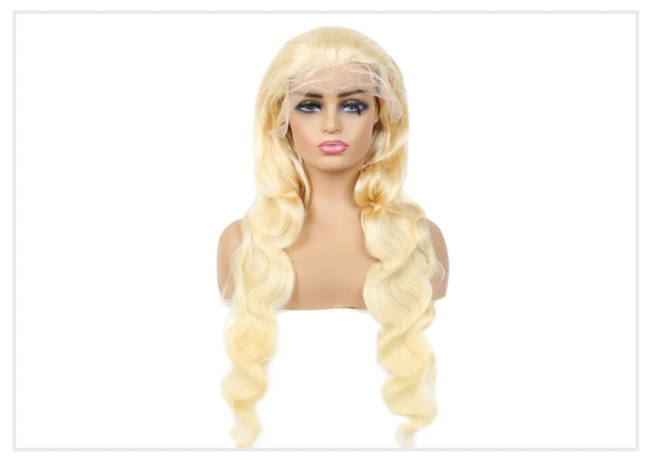 613 Honey Blonde Body Wave Human Hair Wig 360 Lace Frontal