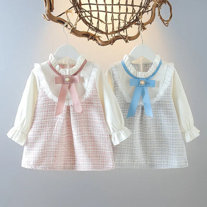 Plaid Cotton Long-Sleeve Baby Girl Dress