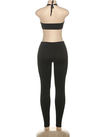 kliou Backless Halter Jumpsuit for Women in Polyester
