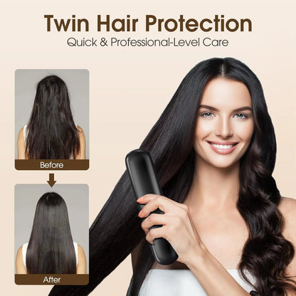 Cordless Hair Straightener Brush with LCD Display