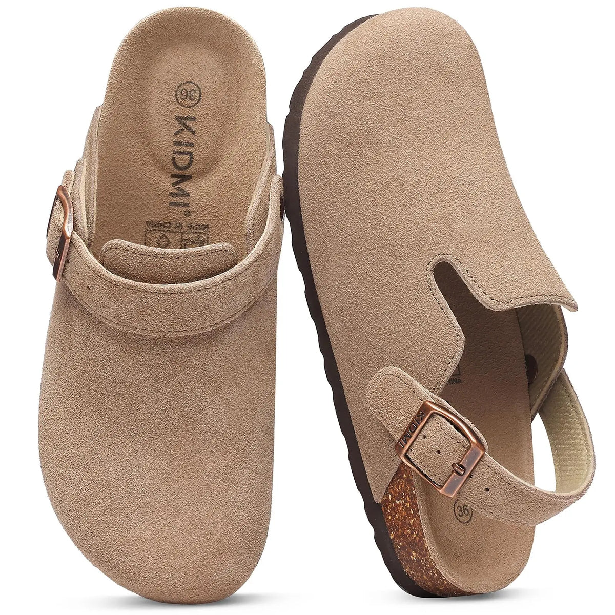 Genuine Leather Clogs with Cork Footbed for Women