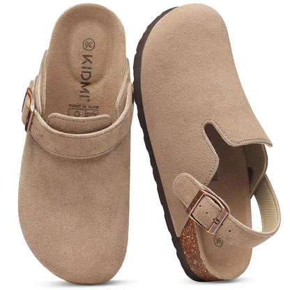 Genuine Leather Clogs with Cork Footbed for Women