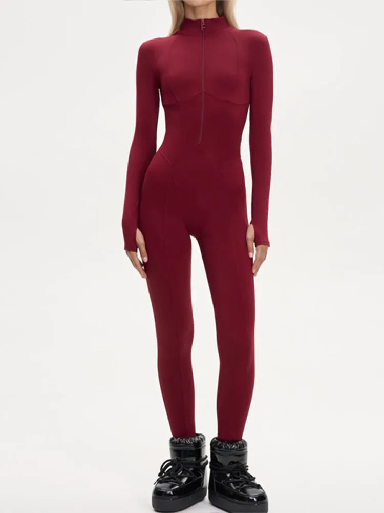Women's Waterproof Ski Jumpsuit Hooded Winter Outfit