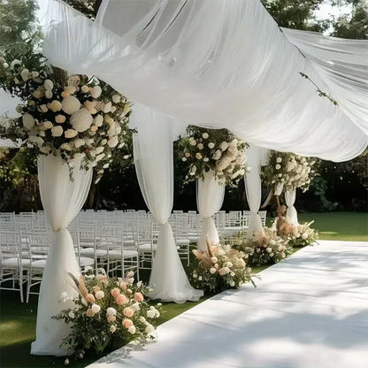 50M White Tulle Fabric for Wedding and Party Decor
