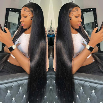 Hd Lace Frontal Wig 30 Inch Bone Straight Human Hair