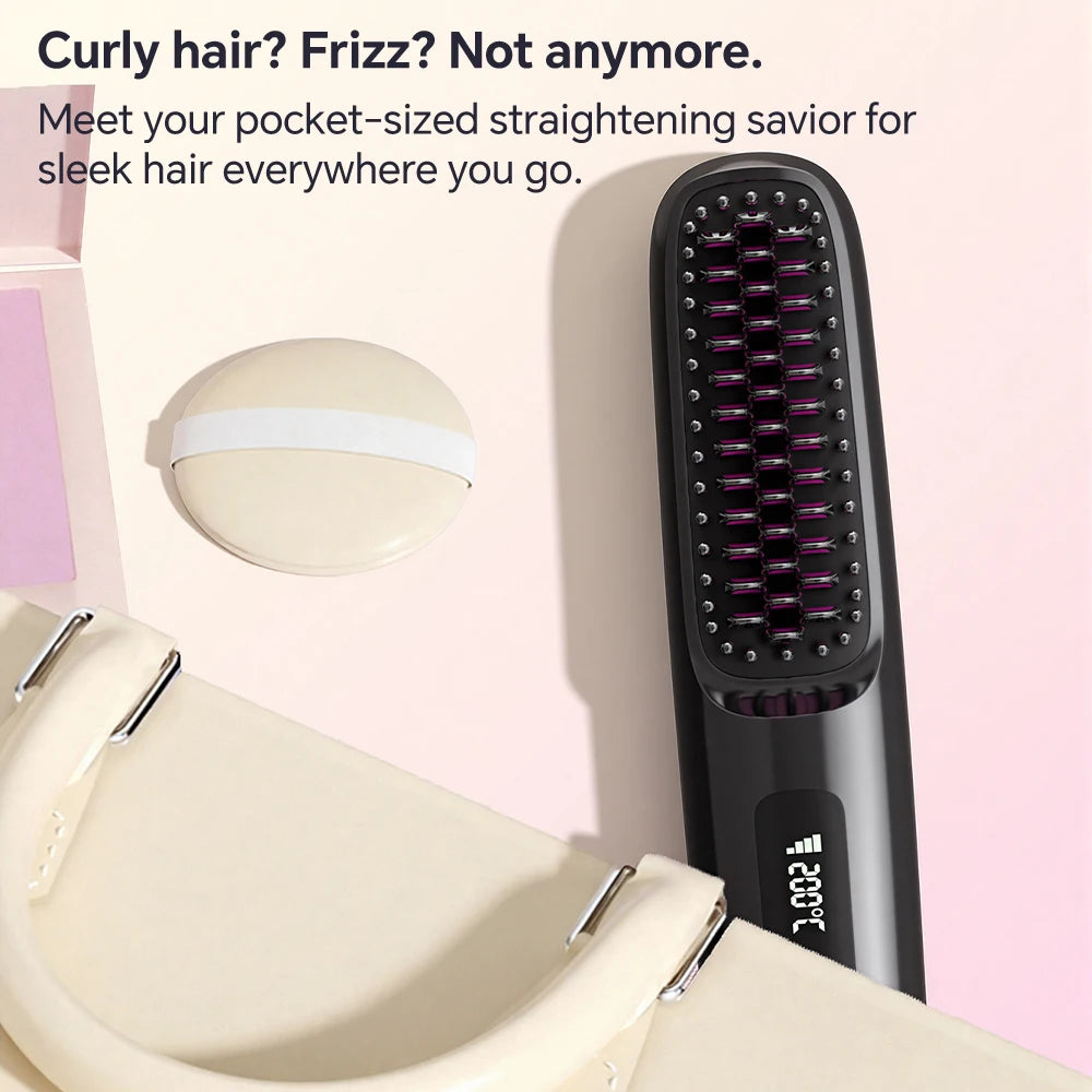 Ionic Hair Straightener Brush with LED Display