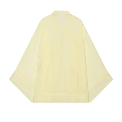 Women's Yellow Long Sleeve Shirt with Knot Decoration