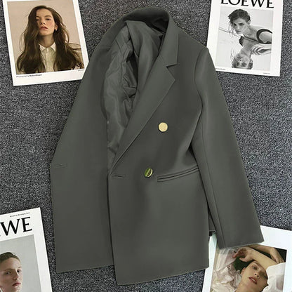 Women Double-Breasted Blazer Casual Suit Jacket