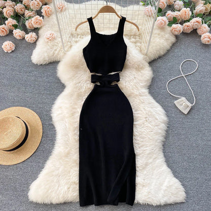 YuooMuoo Women Knitted Bodycon Dress with Cut Out Waist