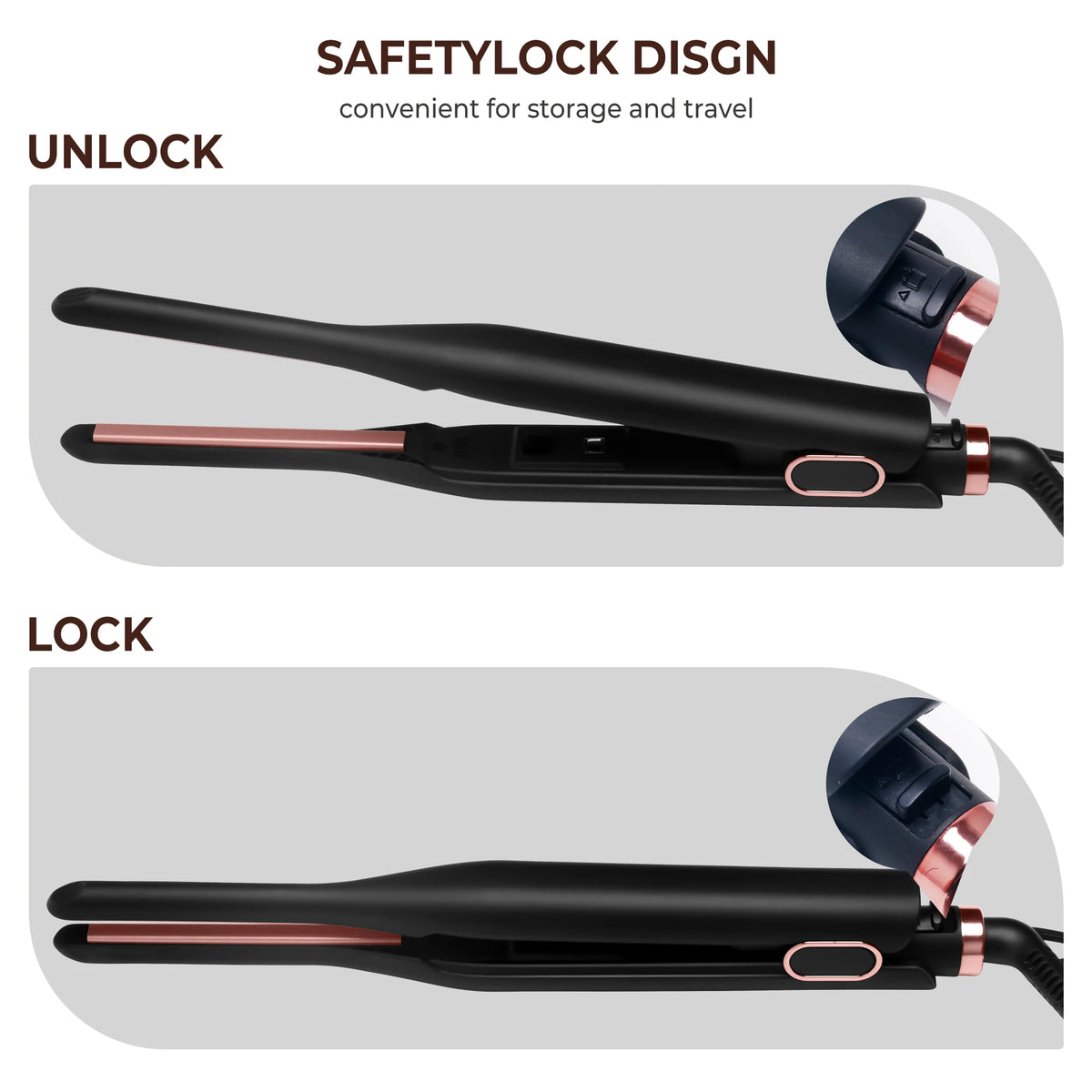 Small Flat Iron for Short Hair, Temperature Adjustable