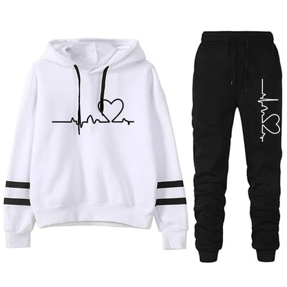 Womens Casual Stripe Hoodie and Sweatpants Set