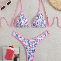 Mesh Three-Piece Women's Swimsuit with Lace-Up Detail