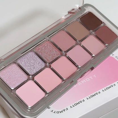 12-Color Matte Eyeshadow Palette Tea Apricot Earth Tones