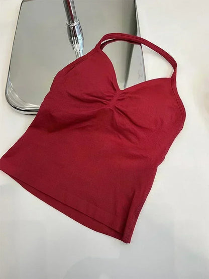 Seamless Lace-Up Bra and Shorts Yoga Set for Women