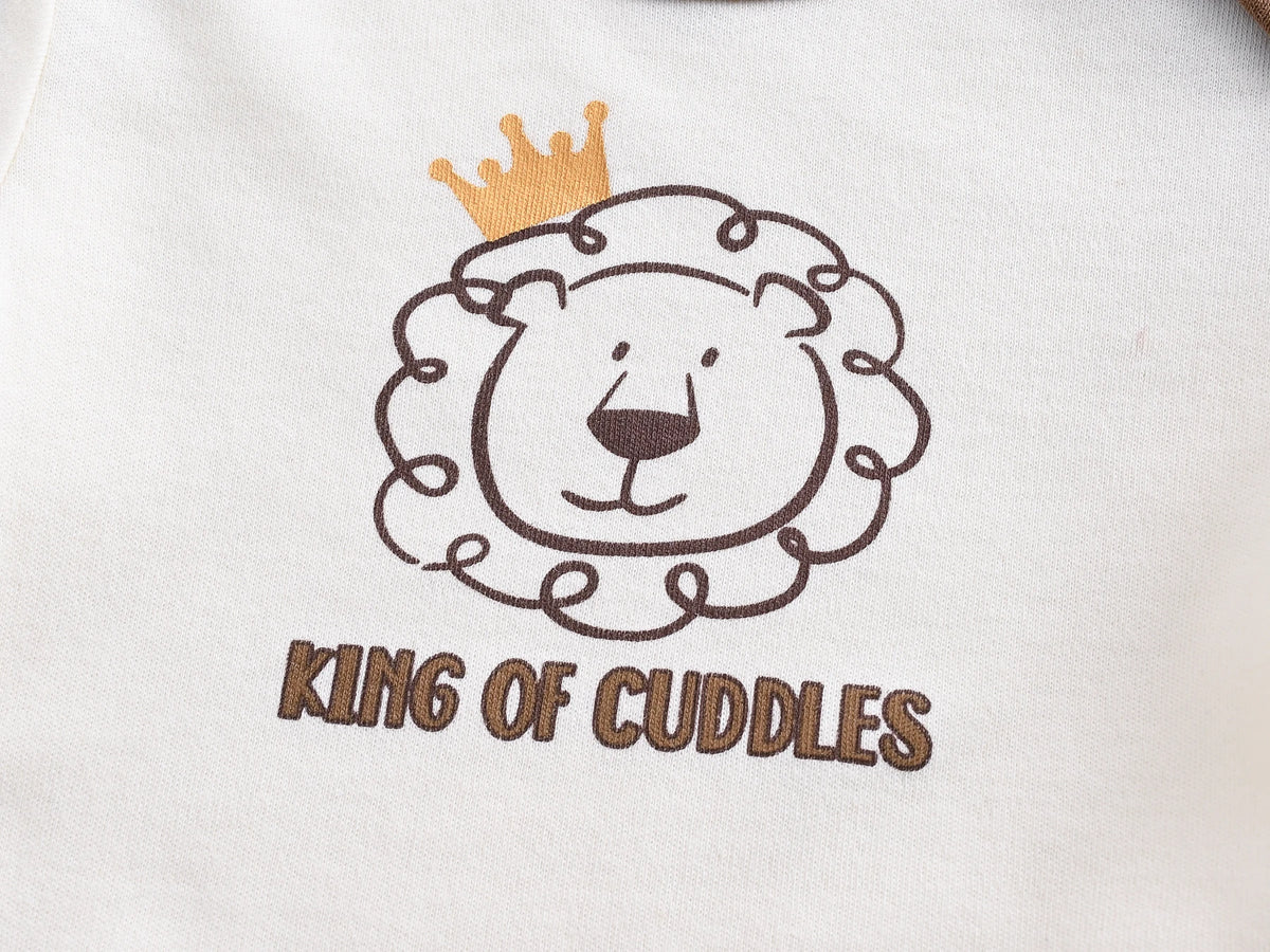 Cotton Lion Print Baby Bodysuit Set for Boys