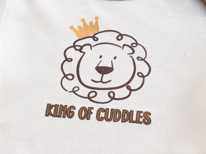 Cotton Lion Print Baby Bodysuit Set for Boys