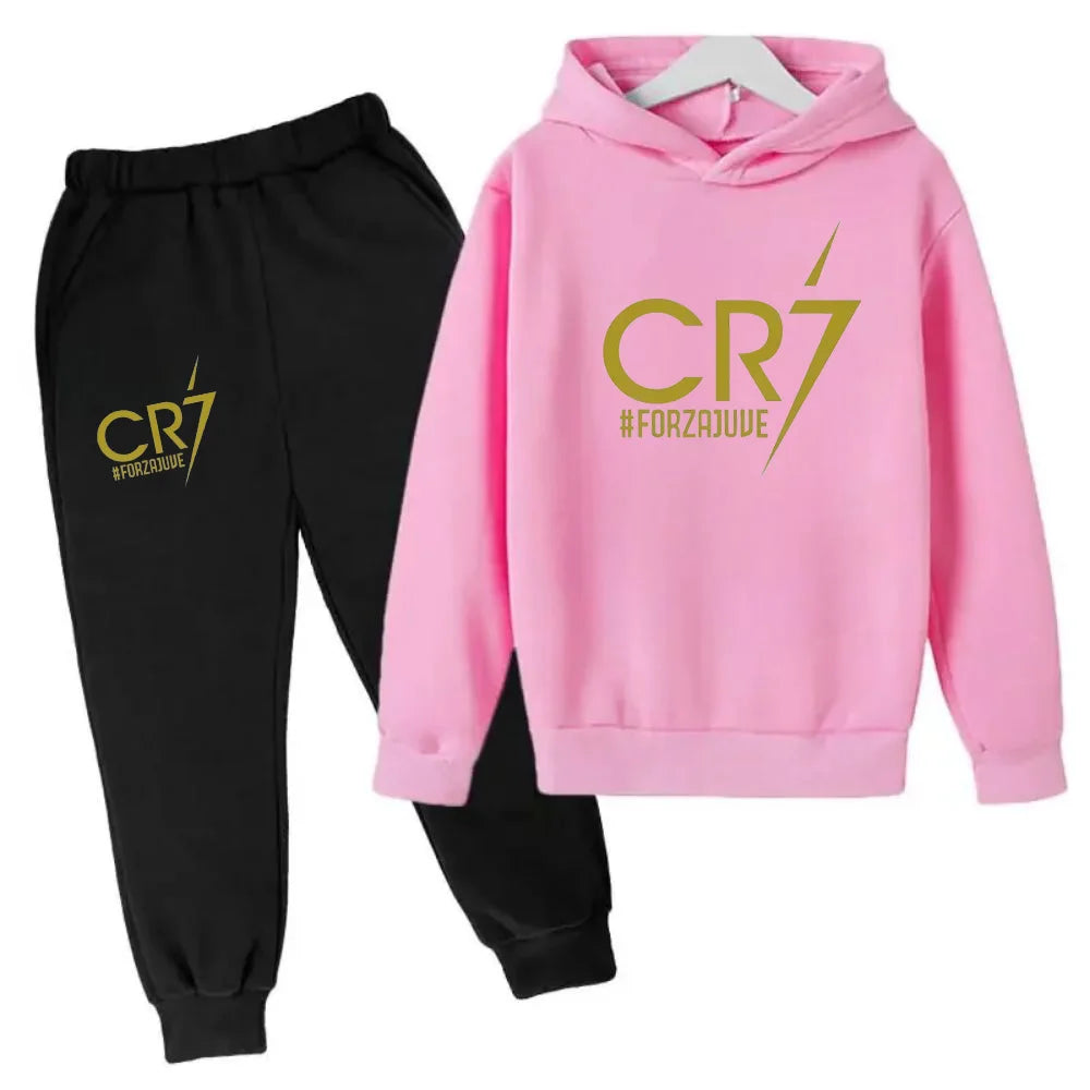 Ronaldo CR7 Print Hoodie and Pants Set for Children