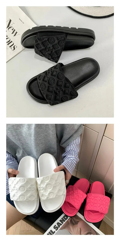 Ladies Canvas Flat Slippers Summer Sandals for Women
